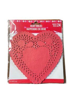 Red Heart Doilies Paper Romance Valentine Day Ephemera 24 Pack Crafts u Junk Jou